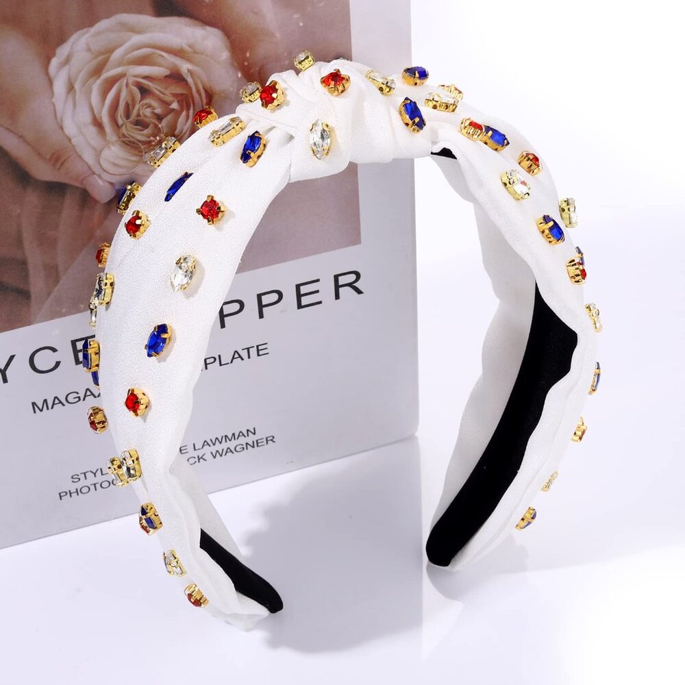 Pearl Rhinestone Wide Headband - Picture 6 of 7